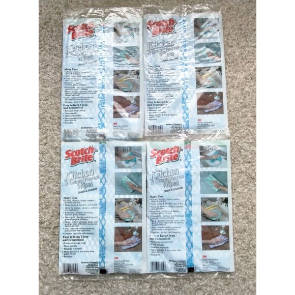 3M Scotch Brite Kitchen & General Purpose Wipes -Durable Absorbent  Lot of 4 - Picture 2 of 9